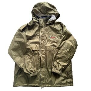 World Wide Sportsman Men's Large Green Ripstop Hooded Rain Jacket Windbreaker L